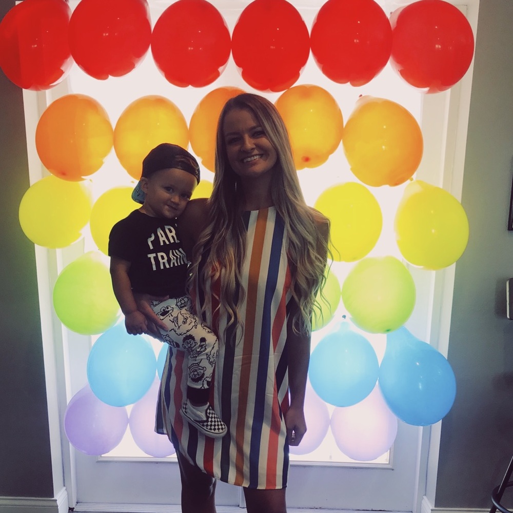 Carousel multi color striped dress 🌈